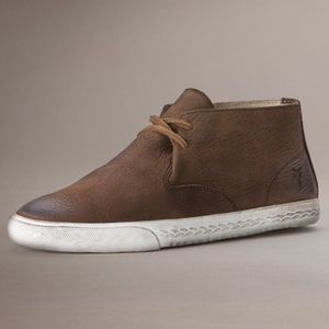 Frye Mindy Chukkas Booties Dark Brown Leather